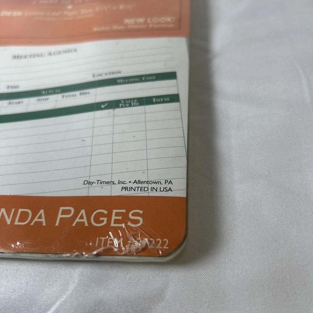 Vintage Day-Timer Meeting Agenda Pages New Old Stock 2 Pads Of 25 Sheets